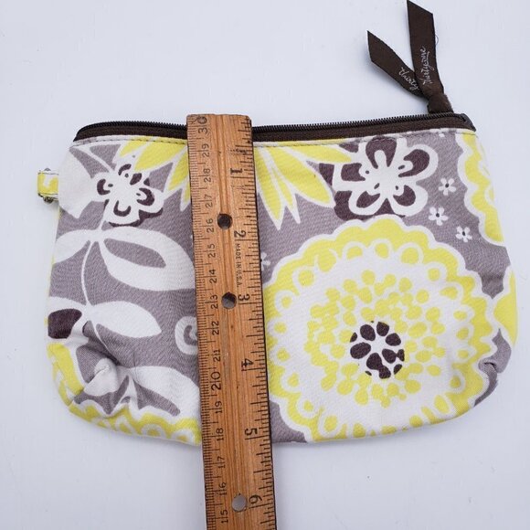 Thirty One Zipper Pouch Awesome Blossom Yellow Gray Floral 7" x 5" - Picture 6 of 6